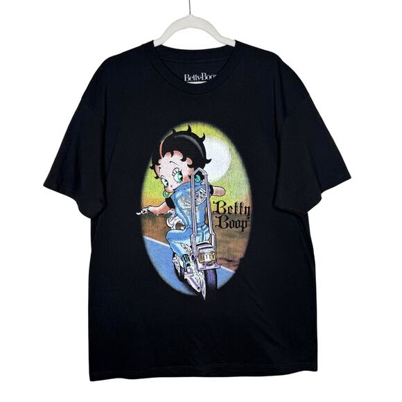 Betty Boop Wild Child Motorcycle Biker Short Sleeve Graphic T-Shirt Size XL Tee - Picture 2 of 6